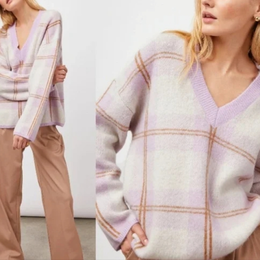 RAILS-NWT- Colleen Sweater in Lilac Plaid- Size XL